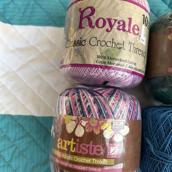 Lot of 4 crochet Thread Blue Green Purple Waterlily Wood Violet Rainforest - Picture 2 of 4